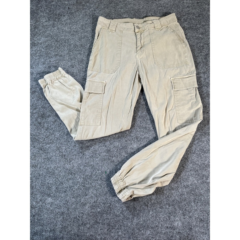 All Saints Women's Nola Cargo Jogger Khaki Tan Camo Utility Pants Ankle Zip 27